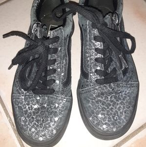 Van's Rare Silver Zip Sparkle Cheetah Sneakers size 1